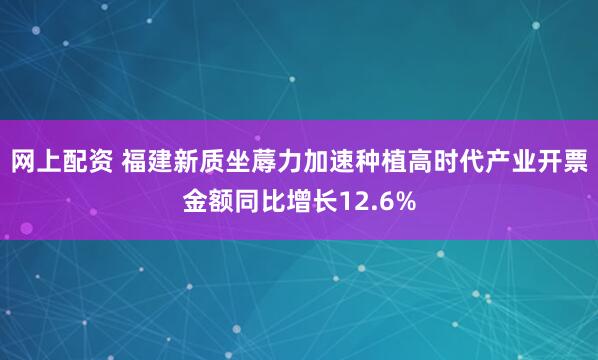 网上配资 福建新质坐蓐力加速种植高时代产业开票金额同比增长12.6%
